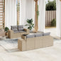 JUNG Vida 6-tlg. Garten-Sofagarnitur mit Kissen Beige Poly Rattan