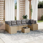 JUNG Vida 8-tlg. Garten-Sofagarnitur mit Kissen Beige Poly Rattan