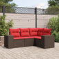 JUNG Vida 4-teiliges Gartensofa-Set mit Kissen, braun, Polyrattan