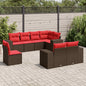 JUNG Vida 8-teiliges Gartensofa-Set mit Kissen, braun, Polyrattan
