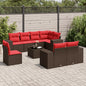 JUNG Vida 9-teiliges Gartensofa-Set mit Kissen, braun, Polyrattan