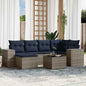 JUNG Vida 7-teiliges Gartensofa-Set mit Kissen, grau, Polyrattan