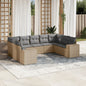 JUNG Vida 9-tlg. Garten-Sofagarnitur mit Kissen Beige Poly Rattan