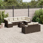 JUNG Vida 10-tlg. Garten-Sofagarnitur mit Kissen Braun Poly Rattan