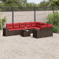JUNG Vida 10-teiliges Gartensofa-Set mit Kissen, braun, Polyrattan