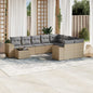 JUNG Vida 10-tlg. Garten-Sofagarnitur mit Kissen Beige Poly Rattan