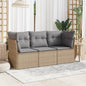 JUNG Vida 3-tlg. Garten-Sofagarnitur mit Kissen Beige Poly Rattan