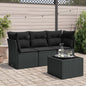 JUNG Vida 4-tlg. Garten-Sofagarnitur mit Kissen Schwarz Poly Rattan