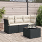 JUNG Vida 4-tlg. Garten-Sofagarnitur mit Kissen Schwarz Poly Rattan