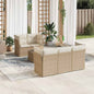 JUNG Vida 6-tlg. Garten-Sofagarnitur mit Kissen Beige Poly Rattan