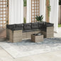 JUNG Vida 8-tlg. Garten-Sofagarnitur mit Kissen Hellgrau Poly Rattan