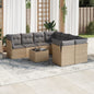 JUNG Vida 9-tlg. Garten-Sofagarnitur mit Kissen Beige Poly Rattan