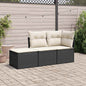 JUNG Vida 3-tlg. Garten-Sofagarnitur mit Kissen Schwarz Poly Rattan