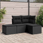JUNG Vida 4-tlg. Garten-Sofagarnitur mit Kissen Schwarz Poly Rattan