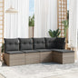 JUNG Vida 5-tlg. Garten-Sofagarnitur mit Kissen Grau Poly Rattan