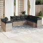 JUNG Vida 9-tlg. Garten-Sofagarnitur mit Kissen Hellgrau Poly Rattan