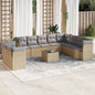 JUNG Vida 11-tlg. Garten-Sofagarnitur mit Kissen Beige Poly Rattan