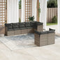 JUNG Vida 8-tlg. Garten-Sofagarnitur mit Kissen Grau Poly Rattan