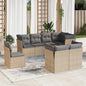 JUNG Vida 8-tlg. Garten-Sofagarnitur mit Kissen Beige Poly Rattan