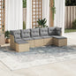 JUNG Vida 7-tlg. Garten-Sofagarnitur mit Kissen Beige Poly Rattan