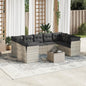 JUNG Vida 10-tlg. Garten-Sofagarnitur mit Kissen Hellgrau Poly Rattan