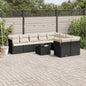 JUNG Vida 10-tlg. Garten-Sofagarnitur mit Kissen Schwarz Poly Rattan