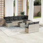 JUNG Vida 10-tlg. Garten-Sofagarnitur mit Kissen Hellgrau Poly Rattan