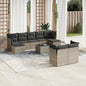 JUNG Vida 10-tlg. Garten-Sofagarnitur mit Kissen Grau Poly Rattan