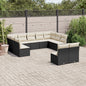 JUNG Vida 11-tlg. Garten-Sofagarnitur mit Kissen Schwarz Poly Rattan
