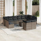 JUNG Vida 13-tlg. Garten-Sofagarnitur mit Kissen Grau Poly Rattan