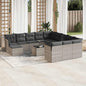 JUNG Vida 13-tlg. Garten-Sofagarnitur mit Kissen Hellgrau Poly Rattan