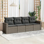 JUNG Vida 4-tlg. Garten-Sofagarnitur mit Kissen Grau Poly Rattan