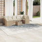 JUNG Vida 8-tlg. Garten-Sofagarnitur mit Kissen Beige Poly Rattan