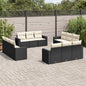 JUNG Vida 12-tlg. Garten-Sofagarnitur mit Kissen Schwarz Poly Rattan