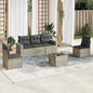 JUNG Vida 6-tlg. Garten-Sofagarnitur mit Kissen Hellgrau Poly Rattan