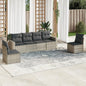 JUNG Vida 6-tlg. Garten-Sofagarnitur mit Kissen Hellgrau Poly Rattan