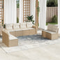 JUNG Vida 9-tlg. Garten-Sofagarnitur mit Kissen Beige Poly Rattan