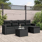 JUNG Vida 6-tlg. Garten-Sofagarnitur mit Kissen Schwarz Poly Rattan