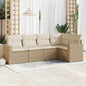 JUNG Vida 5-tlg. Garten-Sofagarnitur mit Kissen Beige Poly Rattan