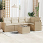 JUNG Vida 6-tlg. Garten-Sofagarnitur mit Kissen Beige Poly Rattan