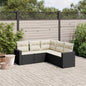 JUNG Vida 5-tlg. Garten-Sofagarnitur mit Kissen Schwarz Poly Rattan