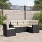JUNG Vida 5-tlg. Garten-Sofagarnitur mit Kissen Schwarz Poly Rattan