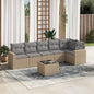JUNG Vida 7-tlg. Garten-Sofagarnitur mit Kissen Beige Poly Rattan