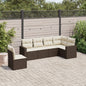 JUNG Vida 6-tlg. Garten-Sofagarnitur mit Kissen Braun Poly Rattan