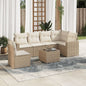 JUNG Vida 7-tlg. Garten-Sofagarnitur mit Kissen Beige Poly Rattan