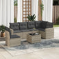 JUNG Vida 7-tlg. Garten-Sofagarnitur mit Kissen Hellgrau Poly Rattan