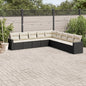 JUNG Vida 9-tlg. Garten-Sofagarnitur mit Kissen Schwarz Poly Rattan