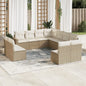 JUNG Vida 11-tlg. Garten-Sofagarnitur mit Kissen Beige Poly Rattan