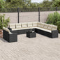 JUNG Vida 12-tlg. Garten-Sofagarnitur mit Kissen Schwarz Poly Rattan