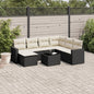 JUNG Vida 8-tlg. Garten-Sofagarnitur mit Kissen Schwarz Poly Rattan